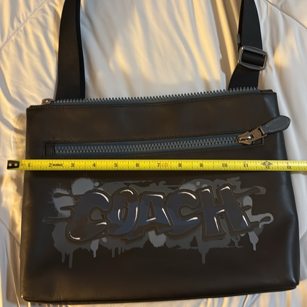 Coach Black Graffiti Leather Messenger Bag - Picture 4 of 5